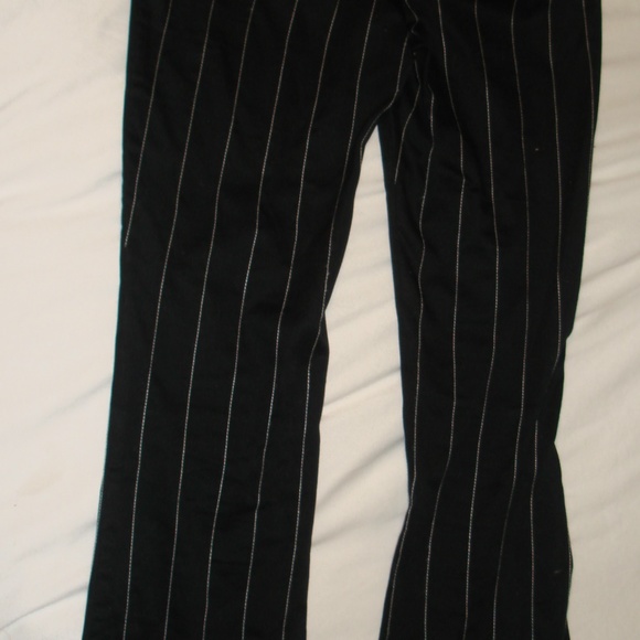 Cache Pin Stripe Low Riser Flared Leg Dressy Casual Vintage Pants Black White - Picture 7 of 12